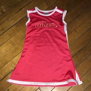 Nike Pink Girls' Athletic Tank Dress with White Trim